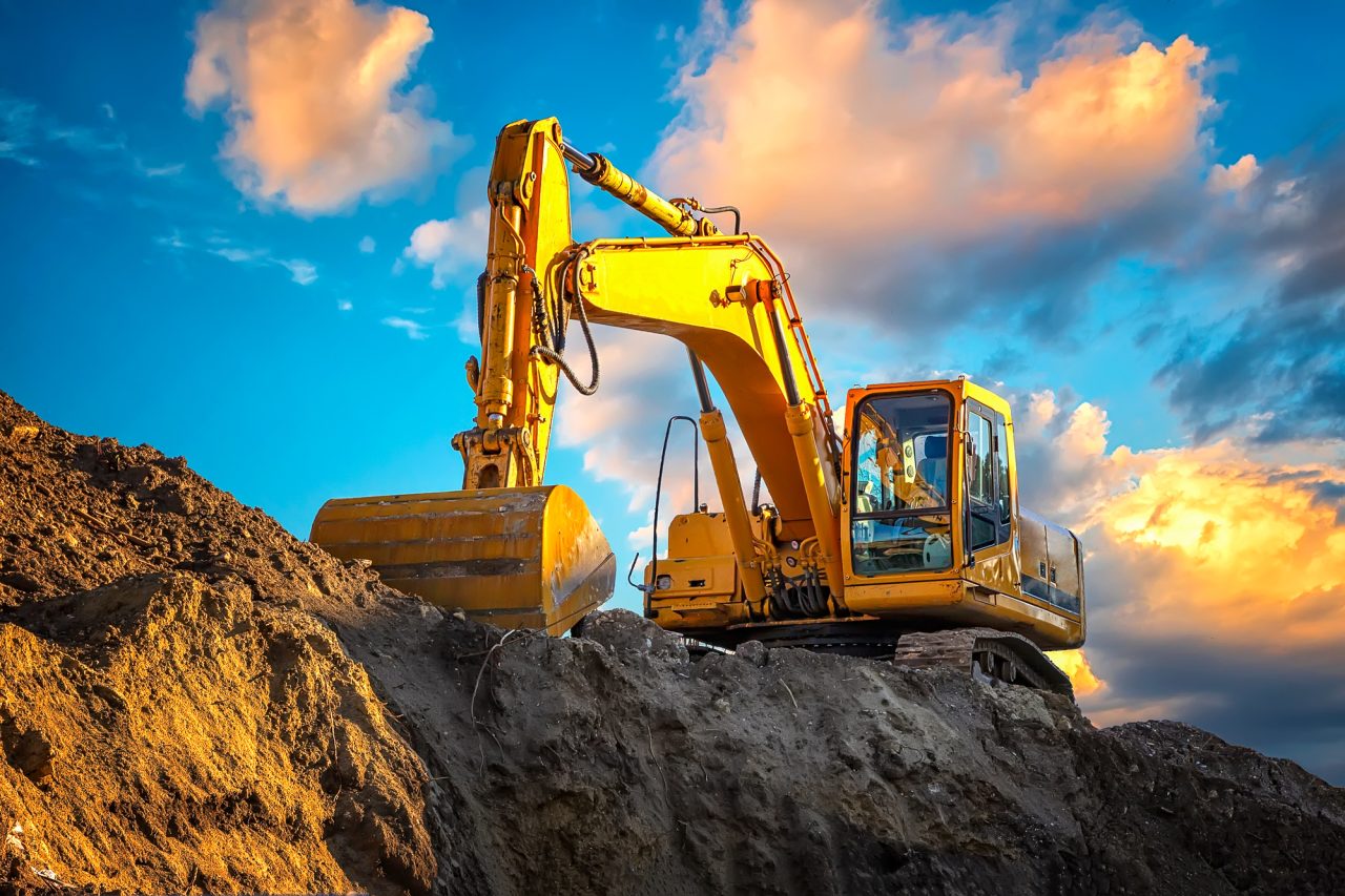 Construction site heavy machinery